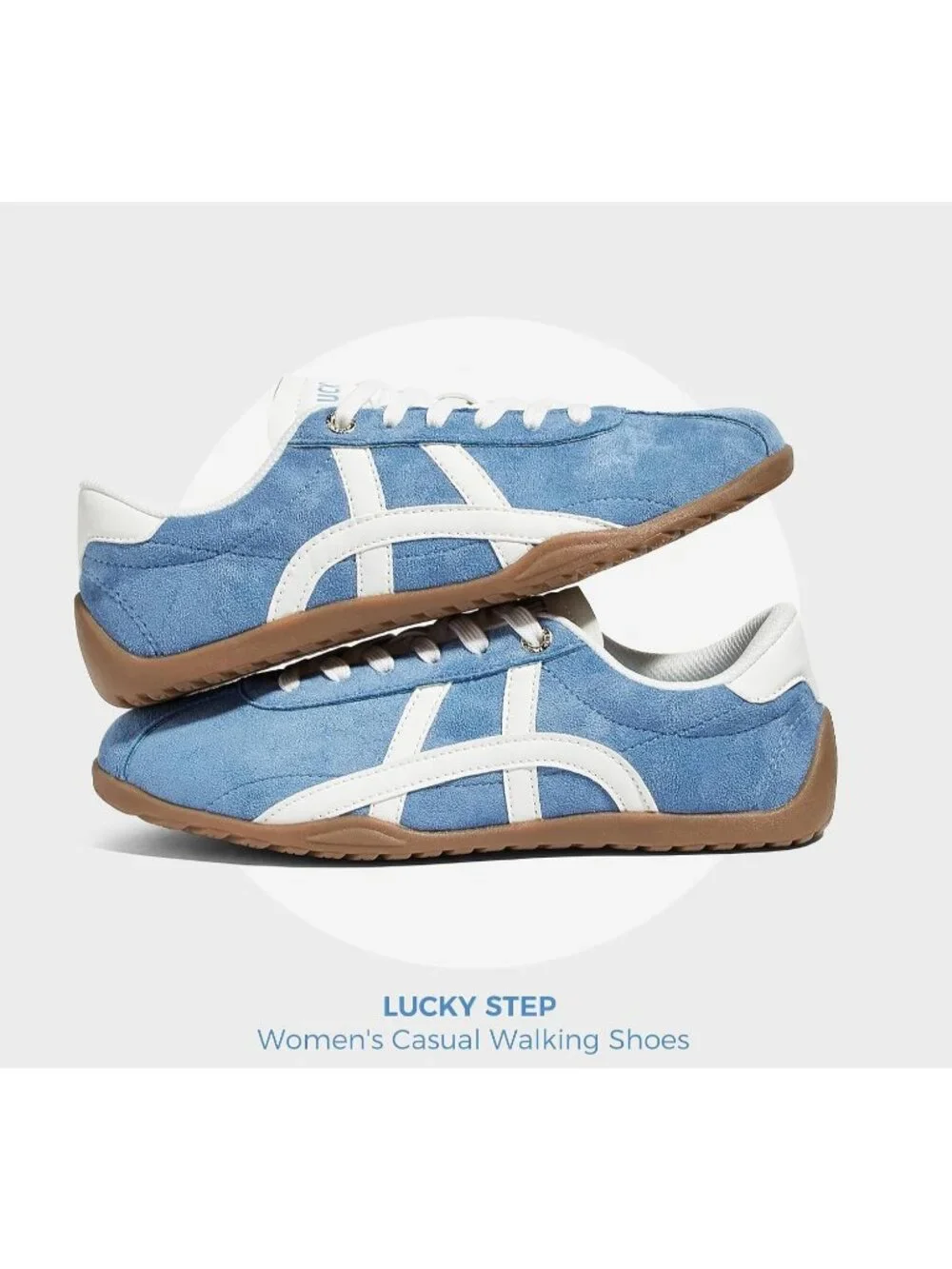 Women's Blue/White Lightweight Trendy Fashion Thin Sole Walking Stylish Sneaker